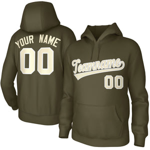 Custom Olive Cream Classic Style Sports Uniform Pullover Hoodie