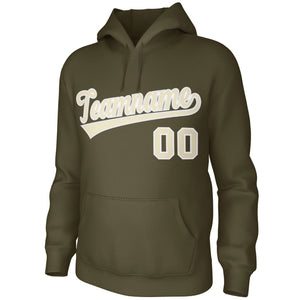 Custom Olive Cream Classic Style Sports Uniform Pullover Hoodie