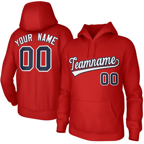 Custom Red White-Navy Classic Style Sports Uniform Pullover Hoodie