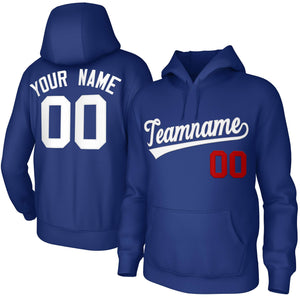 Custom Royal White Classic Style Sports Uniform Pullover Hoodie