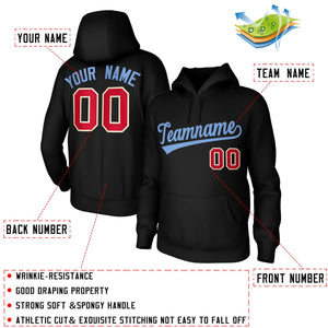 Custom Black-Light Blue Classic Style Sports Uniform Pullover Hoodie