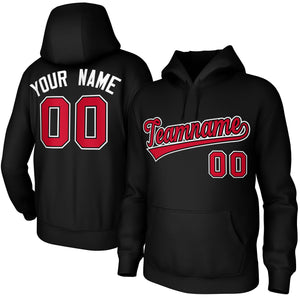 Custom Black Red-Black-White Classic Style Sports Uniform Pullover Hoodie