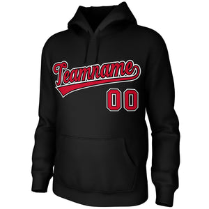 Custom Black Red-Black-White Classic Style Sports Uniform Pullover Hoodie