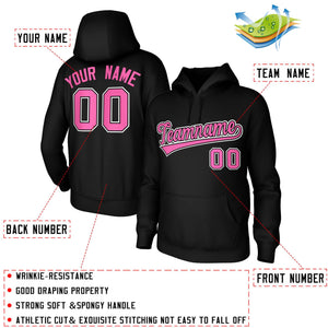 Custom Black Pink-Black-White Classic Style Sports Uniform Pullover Hoodie