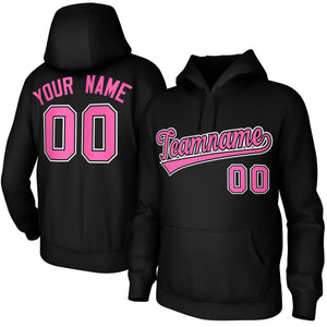 Custom Black Pink-Black-White Classic Style Sports Uniform Pullover Hoodie