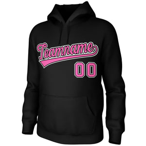 Custom Black Pink-Black-White Classic Style Sports Uniform Pullover Hoodie