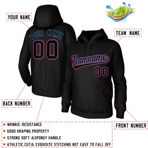 Custom Black Light Blue-Red Classic Style Sports Uniform Pullover Hoodie