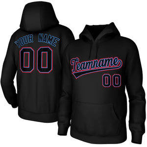 Custom Black Light Blue-Red Classic Style Sports Uniform Pullover Hoodie