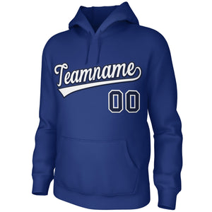 Custom Royal White-Navy Classic Style Sports Uniform Pullover Hoodie