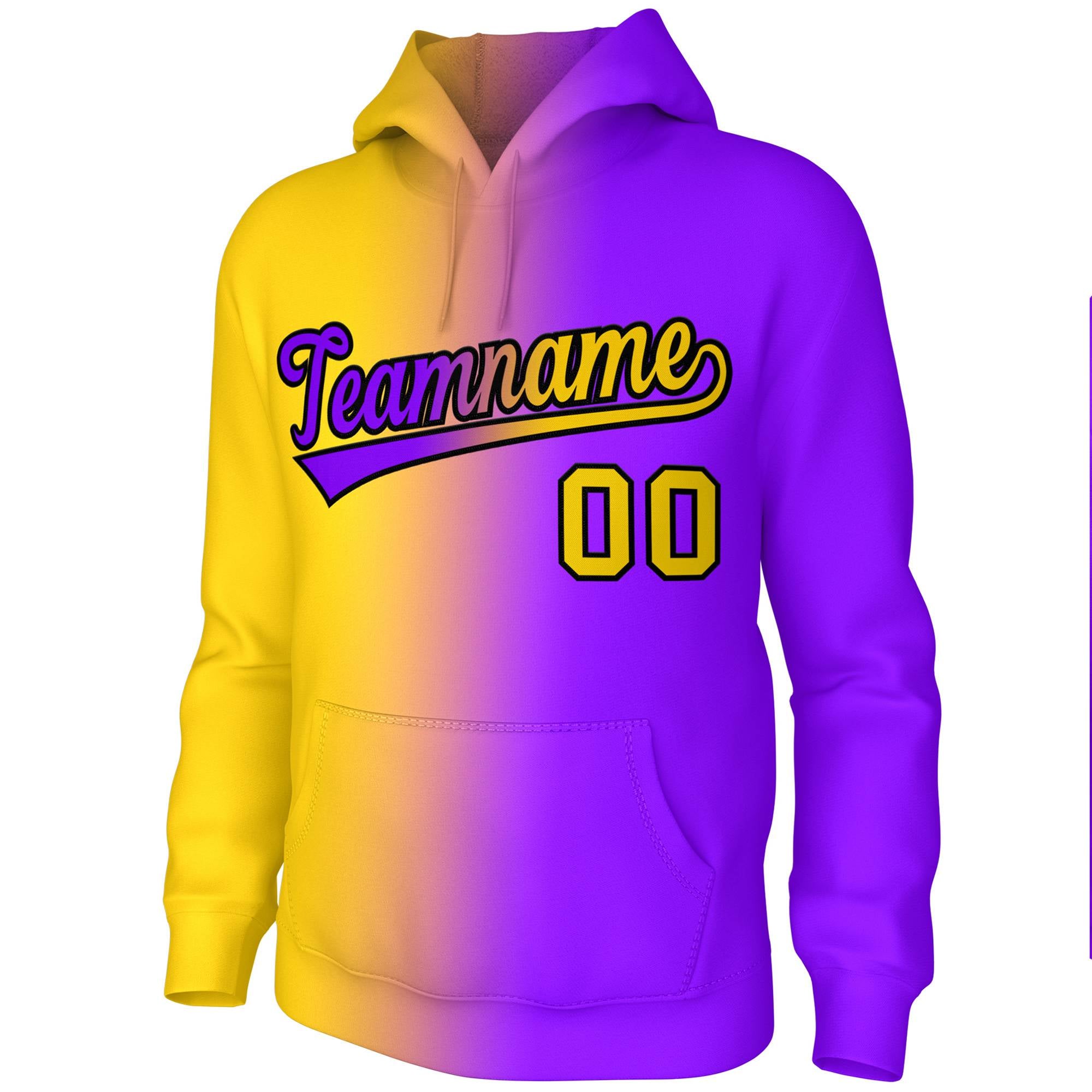 Custom Stitched Purple Gradient Fashion Pullover Sweatshirt Hoodie