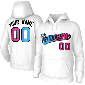 Custom Stitched White Pink-Black Gradient Fashion Sports Pullover Sweatshirt Hoodie