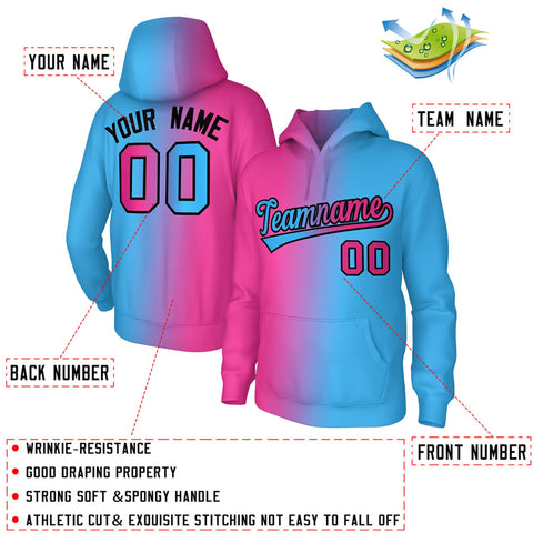 custom pink and blue gradient stylish pullover hoodies