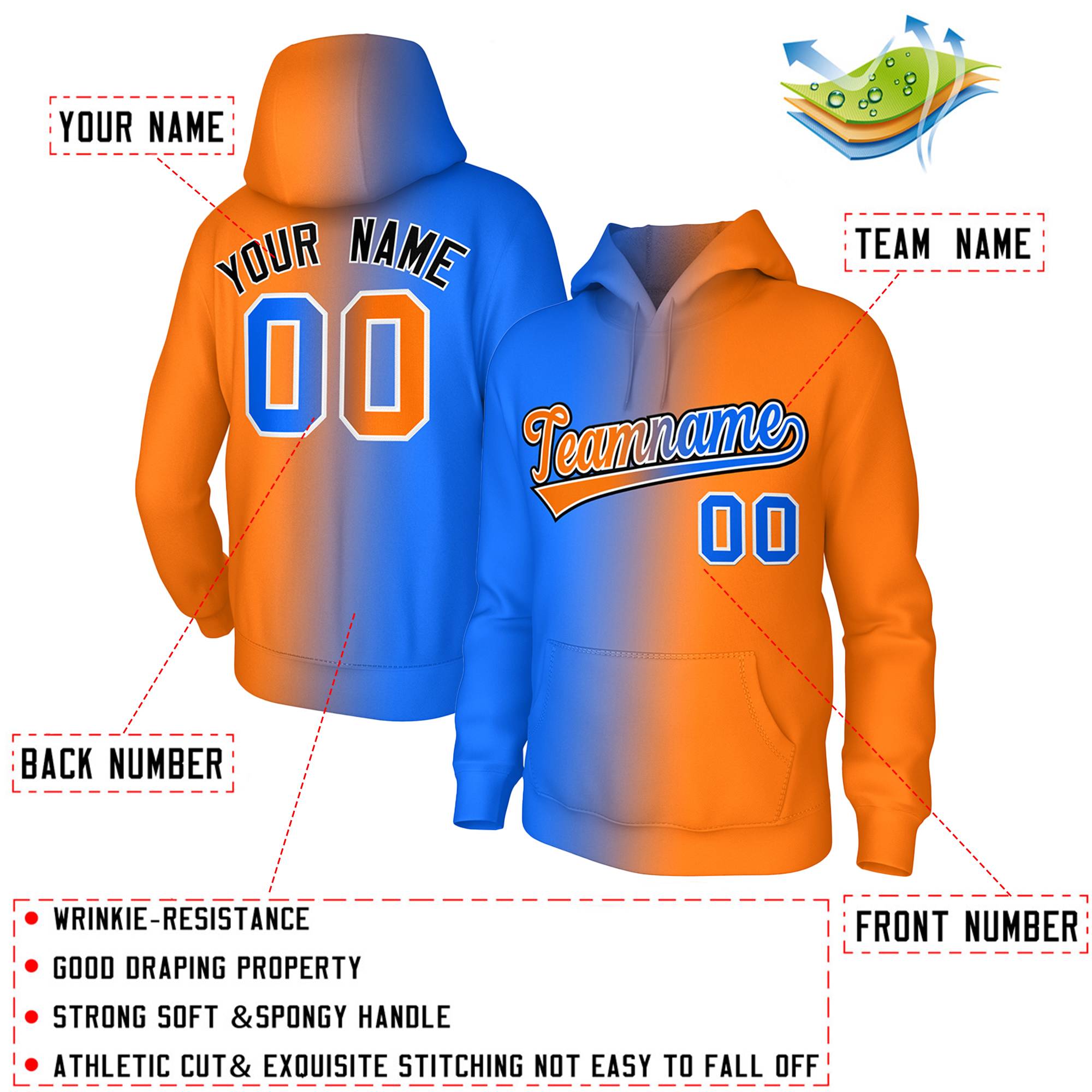 best custom company pullover hoodies name and number font