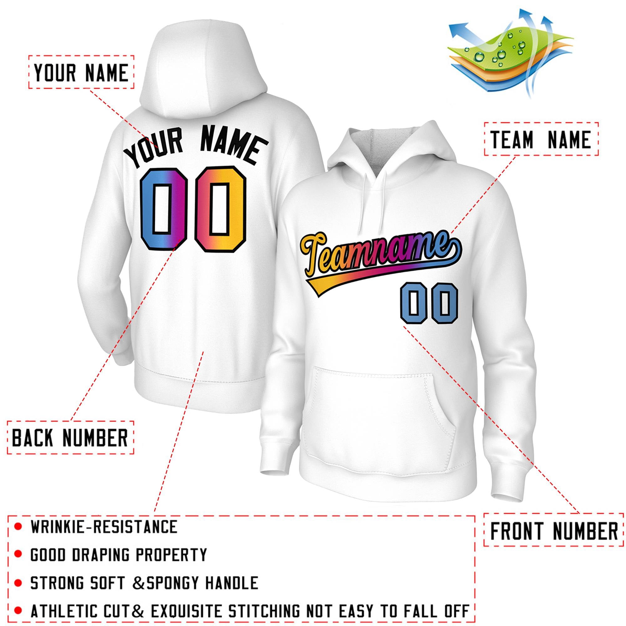 custom white pullover hoodie size guide