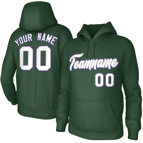Custom Green Purple-White Classic Style Personalized Uniform Pullover Hoodie