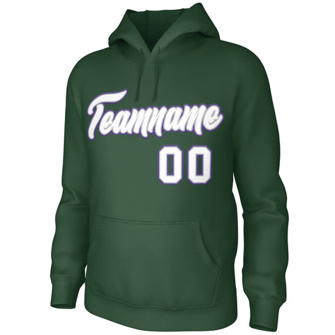 Custom Green Purple-White Classic Style Personalized Uniform Pullover Hoodie