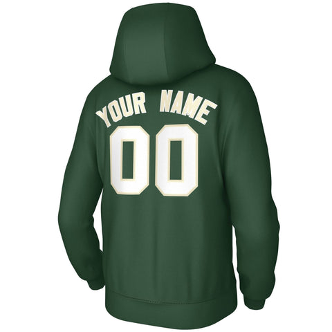 Custom Green White Classic Style Personalized Uniform Pullover Hoodie