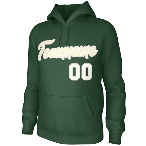 Custom Green White Classic Style Personalized Uniform Pullover Hoodie