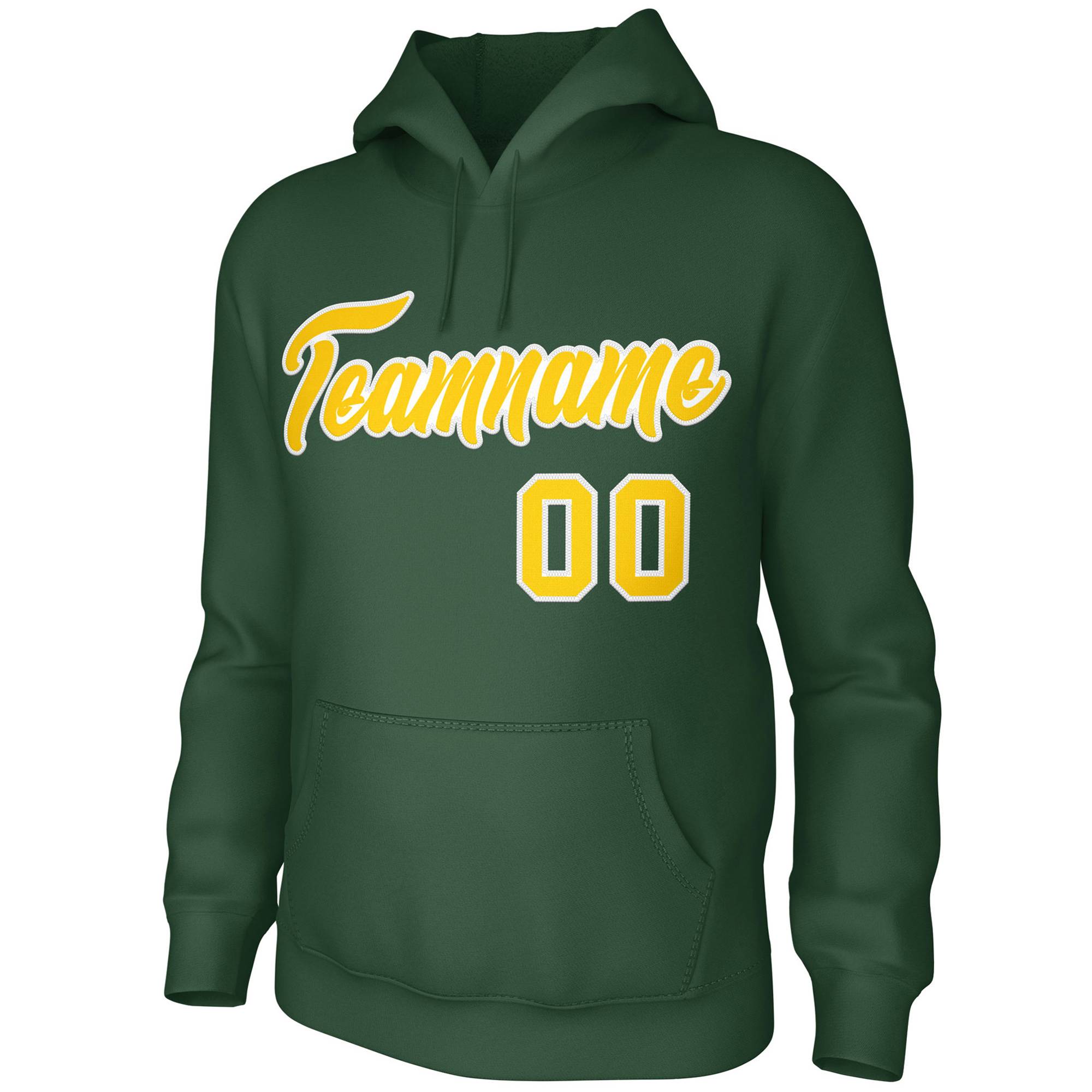 Custom Green Gold-White Classic Style Personalized Uniform Pullover Hoodie