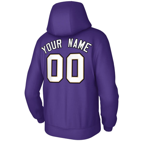 Custom Purple White-Old Gold-Black Classic Style Personalized Uniform Pullover Hoodie