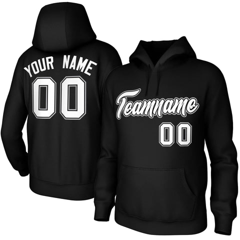 Custom Black White-Black-Gray Classic Style Personalized Uniform Pullover Hoodie