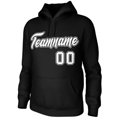 Custom Black White-Black-Gray Classic Style Personalized Uniform Pullover Hoodie