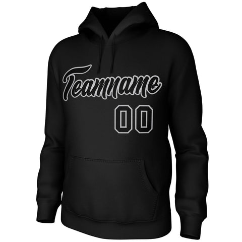 Custom Black Gray Classic Style Personalized Uniform Pullover Hoodie