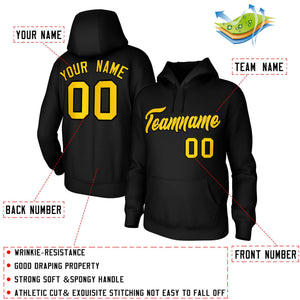 Custom Black Yellow-Black Classic Style Personalized Uniform Pullover Hoodie