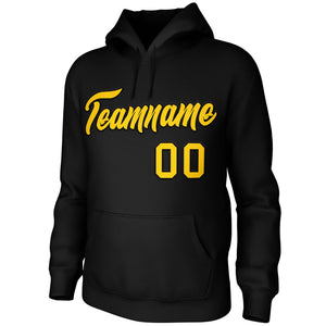 Custom Black Yellow-Black Classic Style Personalized Uniform Pullover Hoodie