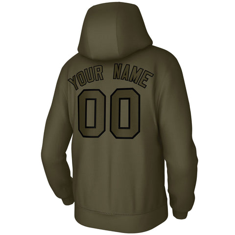 Custom Olive Black Classic Style Personalized Uniform Pullover Hoodie