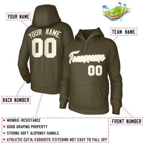Custom Olive Cream Classic Style Personalized Uniform Pullover Hoodie