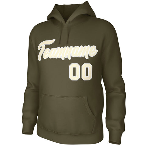 Custom Olive Cream Classic Style Personalized Uniform Pullover Hoodie