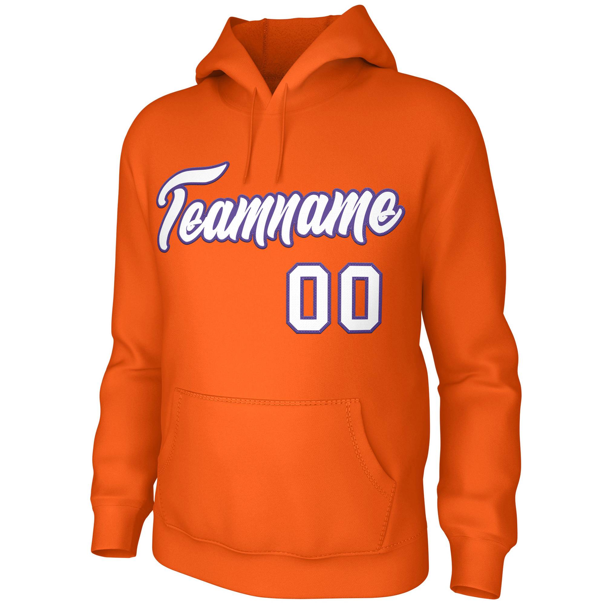 Custom Orange White-Purple Classic Style Personalized Uniform Pullover Hoodie