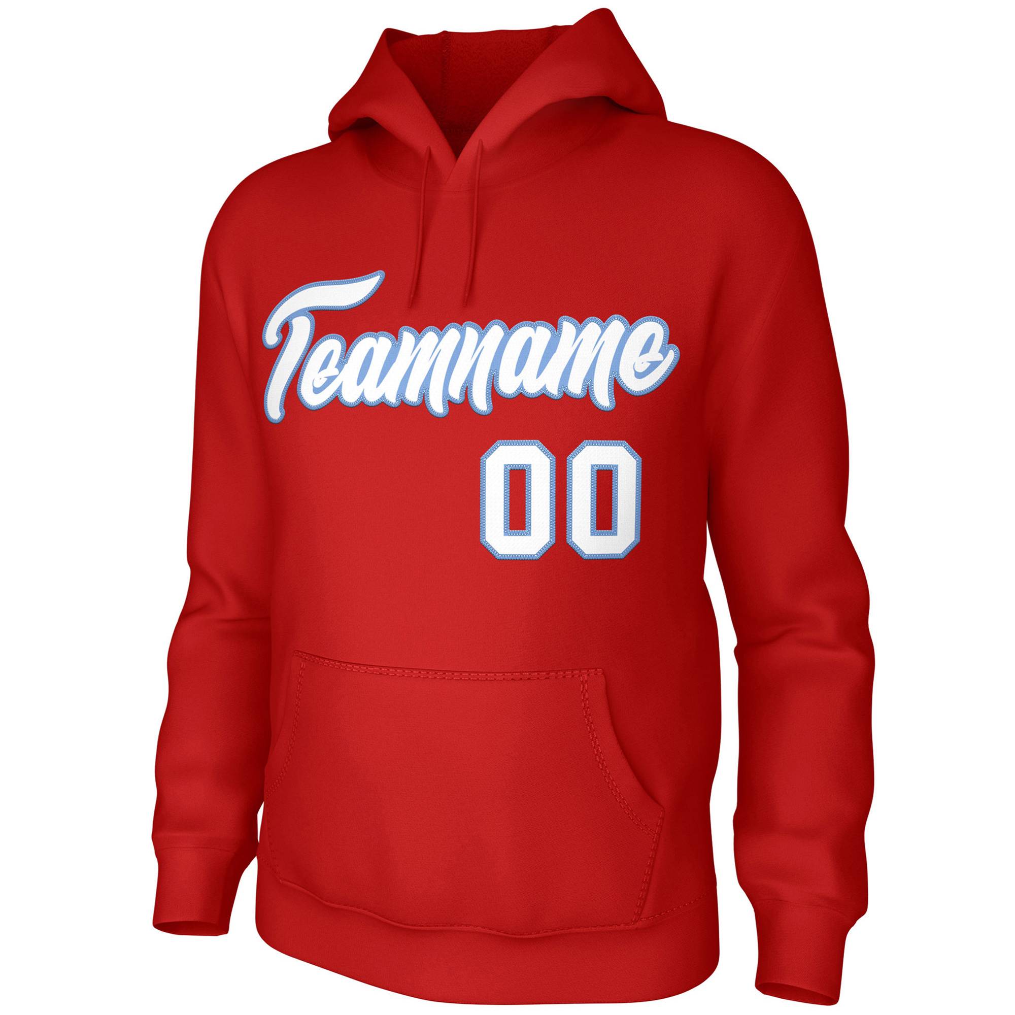 Sweat à capuche uniforme personnalisé de style classique rouge blanc-bleu clair personnalisé