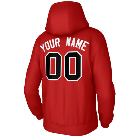 Custom Red Black-White Classic Style Personalized Uniform Pullover Hoodie