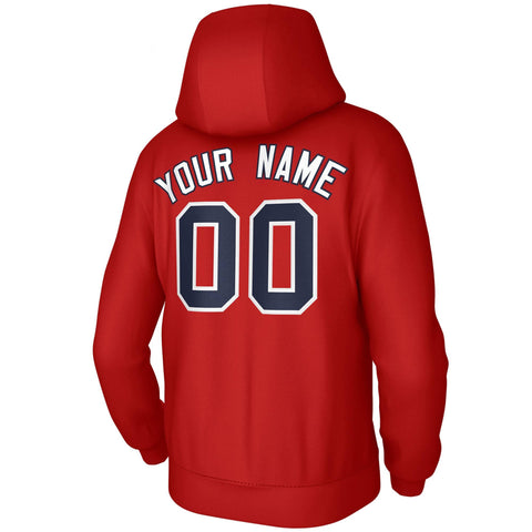 Custom Red White-Navy Classic Style Personalized Uniform Pullover Hoodie