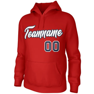 Custom Red White-Navy Classic Style Personalized Uniform Pullover Hoodie