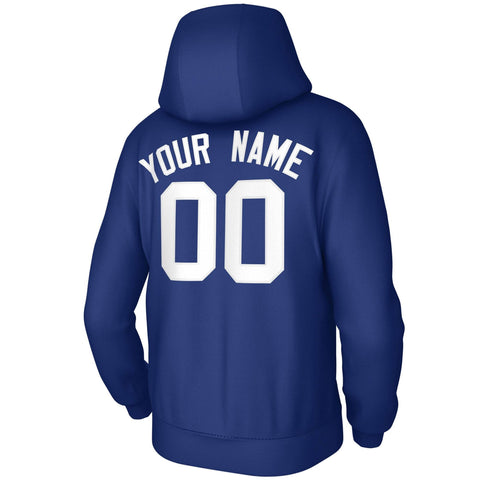 Custom Royal White Classic Style Personalized Uniform Pullover Hoodie