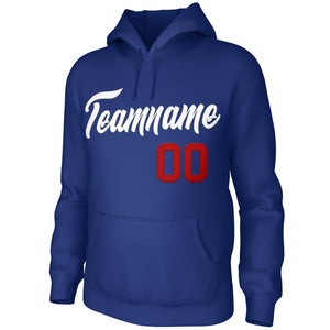 Custom Royal White Classic Style Personalized Uniform Pullover Hoodie