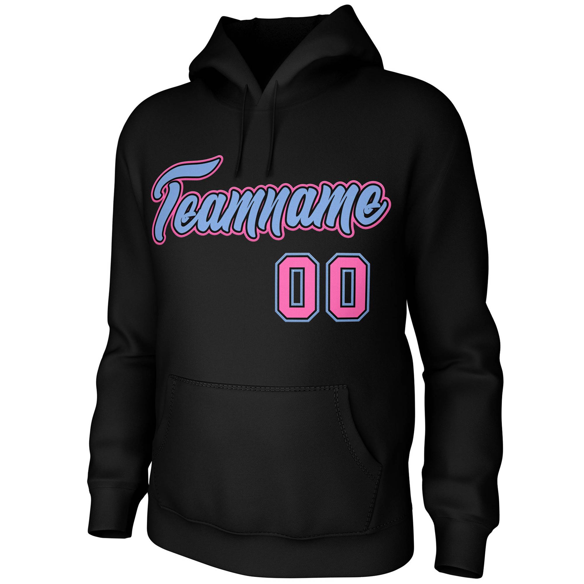 Custom Black-Light Blue-Pink Classic Style Personalized Uniform Pullover Hoodie