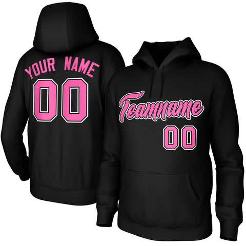 Custom Black Pink-Black-White Classic Style Personalized Uniform Pullover Hoodie