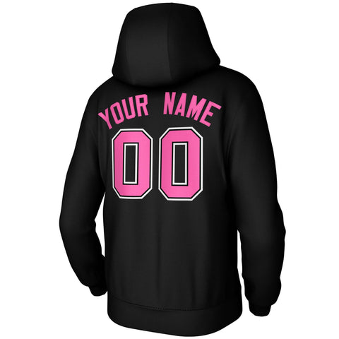 Custom Black Pink-Black-White Classic Style Personalized Uniform Pullover Hoodie