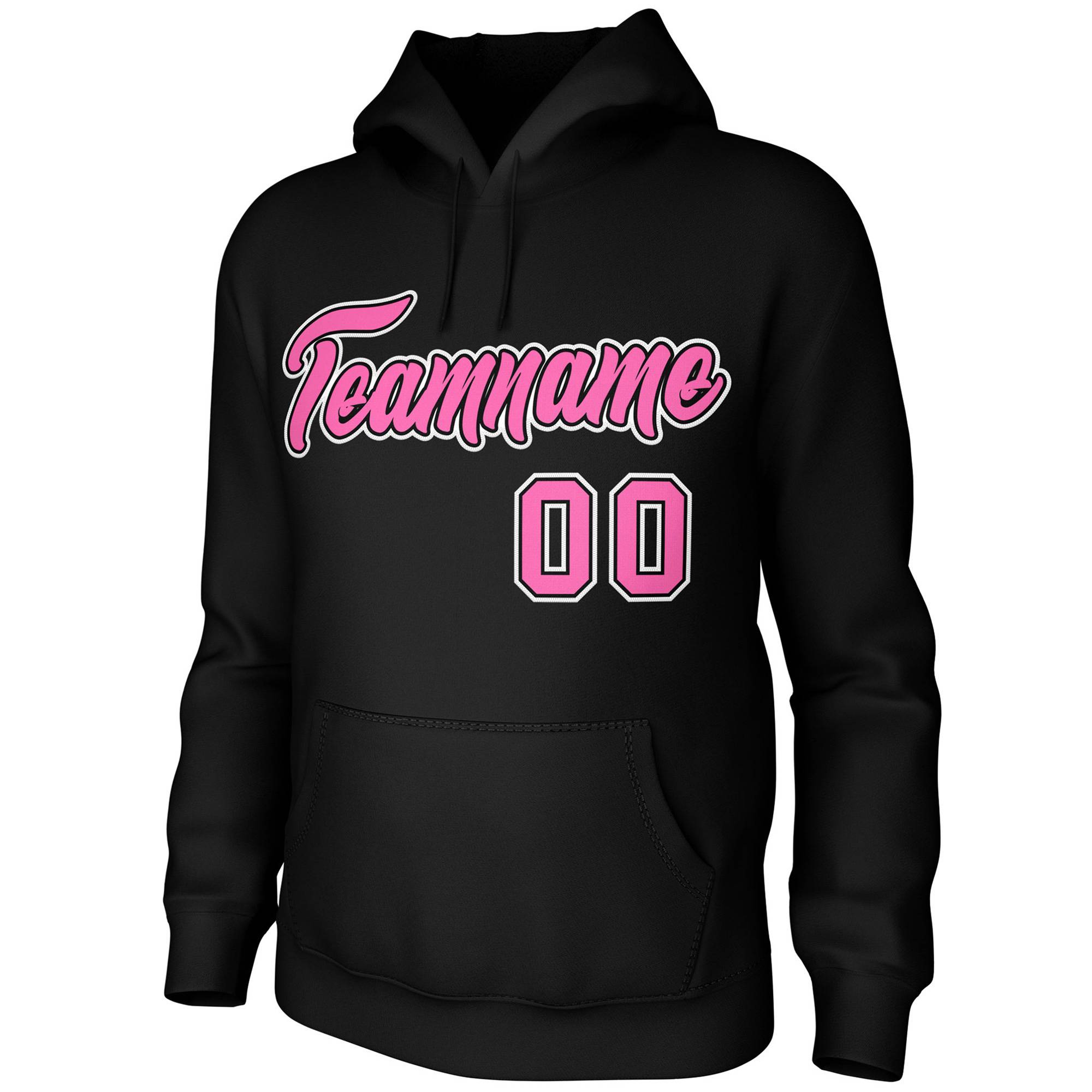 Custom Black Pink-Black-White Classic Style Personalized Uniform Pullover Hoodie