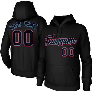 Custom Black Light Blue-Red Classic Style Personalized Uniform Pullover Hoodie