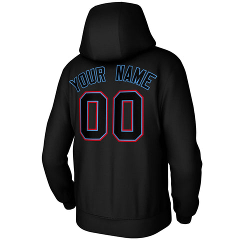 Custom Black Light Blue-Red Classic Style Personalized Uniform Pullover Hoodie