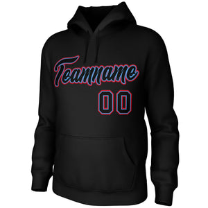 Custom Black Light Blue-Red Classic Style Personalized Uniform Pullover Hoodie