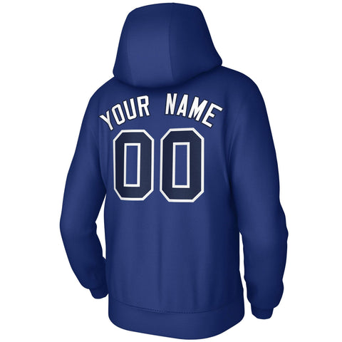 Custom Royal White-Navy Classic Style Personalized Uniform Pullover Hoodie