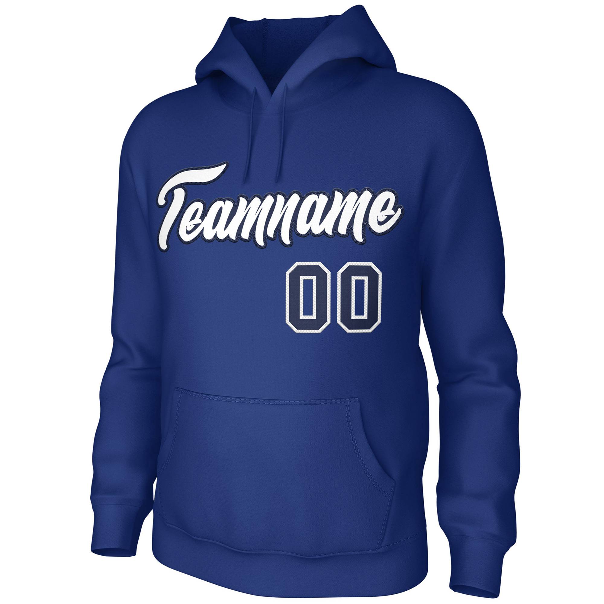 Custom Royal White-Navy Classic Style Personalized Uniform Pullover Hoodie