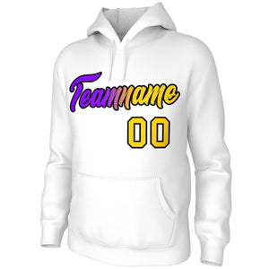 Custom White Purple-Black Gradient Fashion Pullover Sweatshirt Hoodie