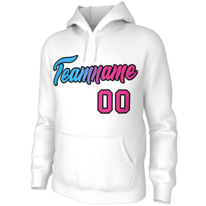 Custom White Pink-Black Gradient Fashion Pullover Sweatshirt Hoodie